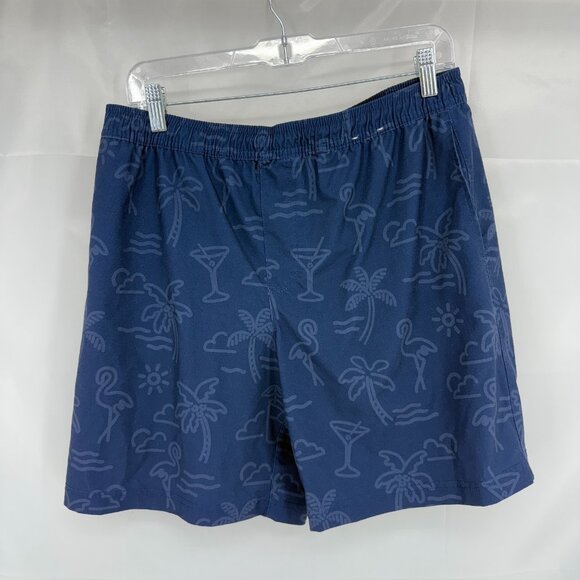 Chubbies Men L Athlounger Shorts Blue Print Lined Adjustable Waist Stretch 8" - Picture 1 of 8